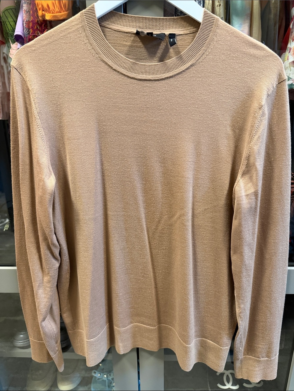Theory Men's Crewneck Sweater in Camel Tan